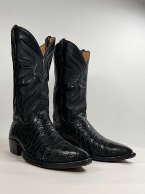 Justin Boots Exotic Western Boots Size 9 D American Alligator Belly 2396 USA